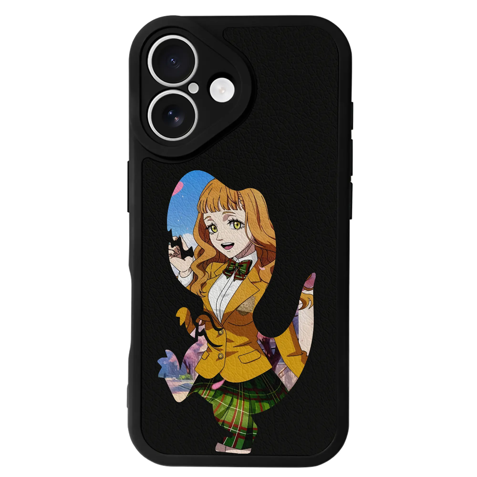 ブラッククローバー グッズ ミモザ・ヴァーミリオン - IPhone 16シリーズ対応 ・ シリコンスマホケース ・ レザー調 ・ 高精度フィット ・ 耐衝撃 ・ ワイヤレス充電対応 ・ 精密カット